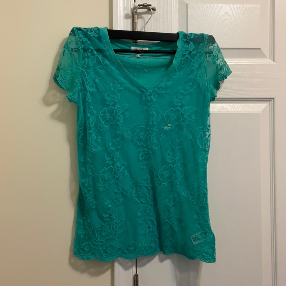 Teal/ green top, size large